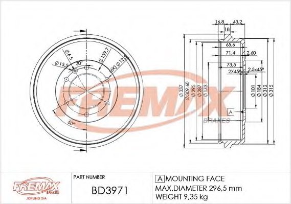 FREMAX BD-3971 Brake Drum